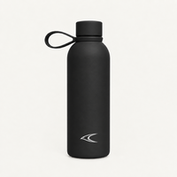 The Swift Bottle 500ml stainless steel water bottle in matte black with its carry loop