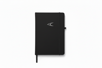 Black Swift Tracker A5 lined notebook, front cover with the white Swift bird logo
