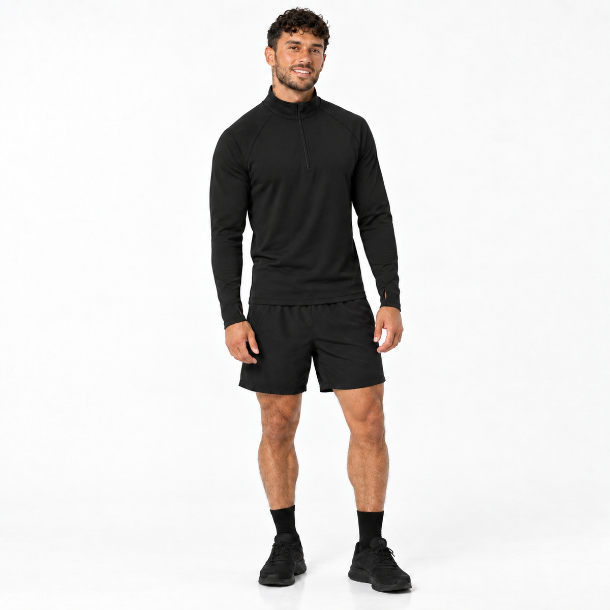 1/4 Zip Long-Sleeved Top